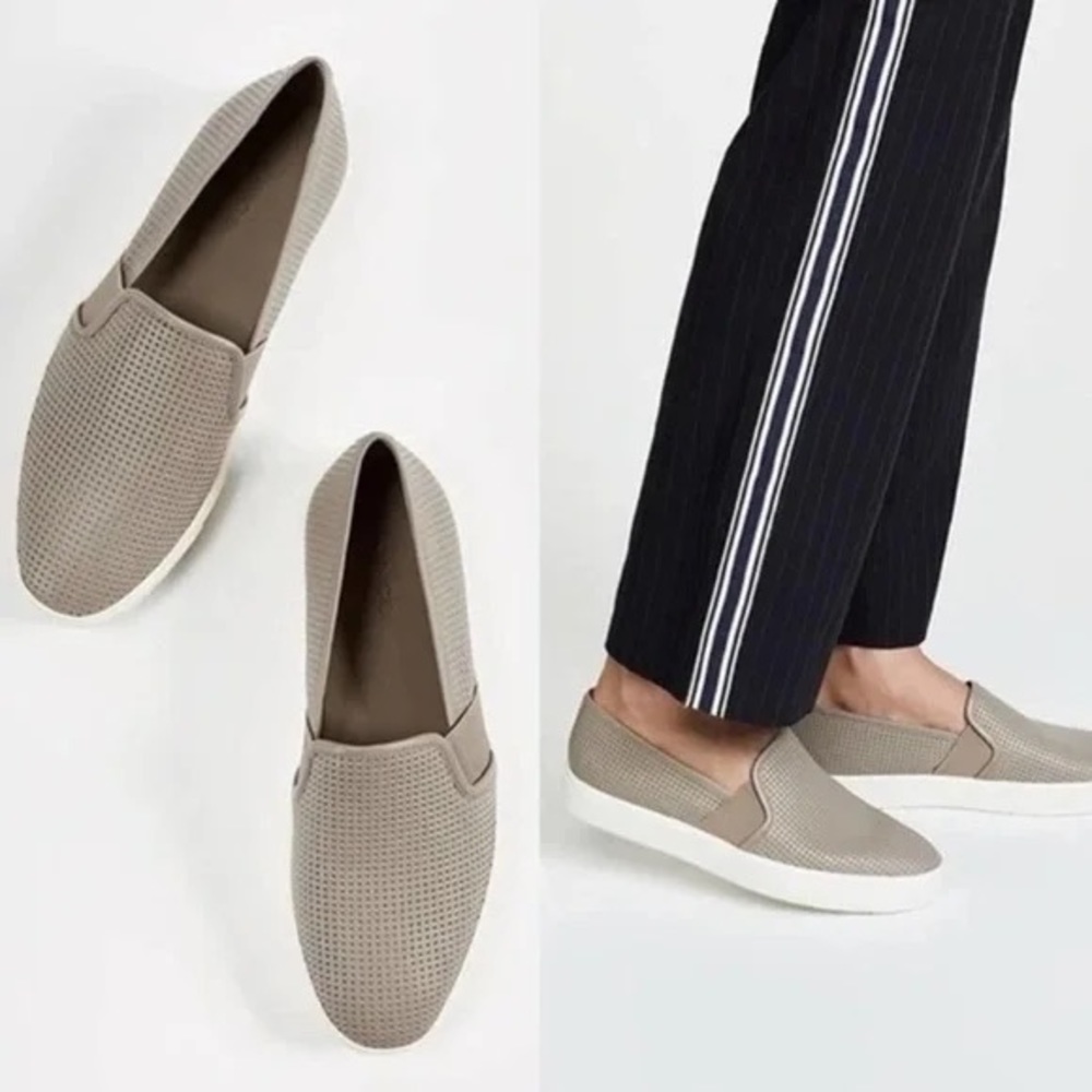 Vince slip on shoes - gray Blair Slip On Perforated Leather Sneaker Woodsmoke